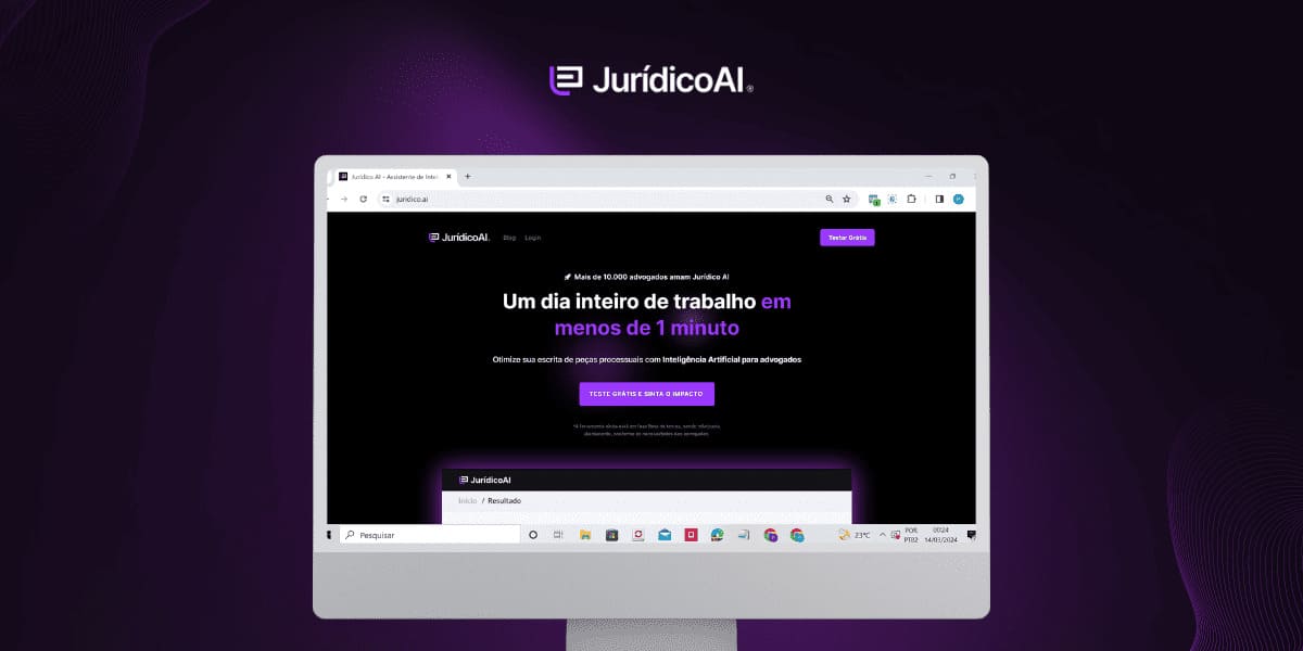 Tela de advogado que usa Jurídico AI.