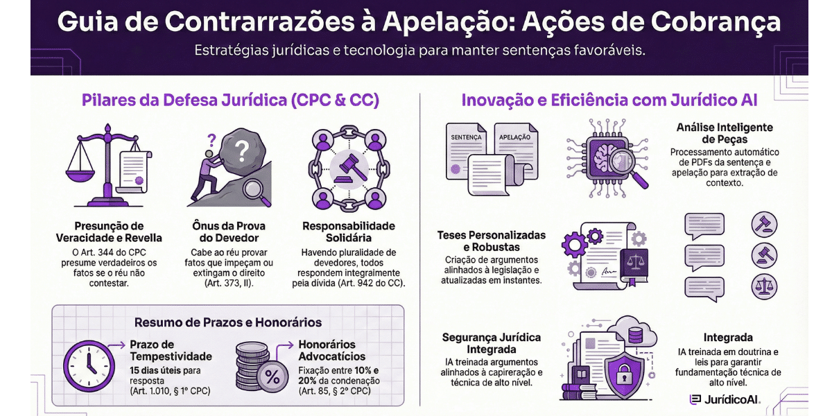 Modelo de Contrarrazões à Apelação em Ação de Cobrança: Guia resumido.