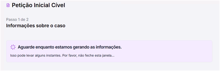 Informações sendo processadas.