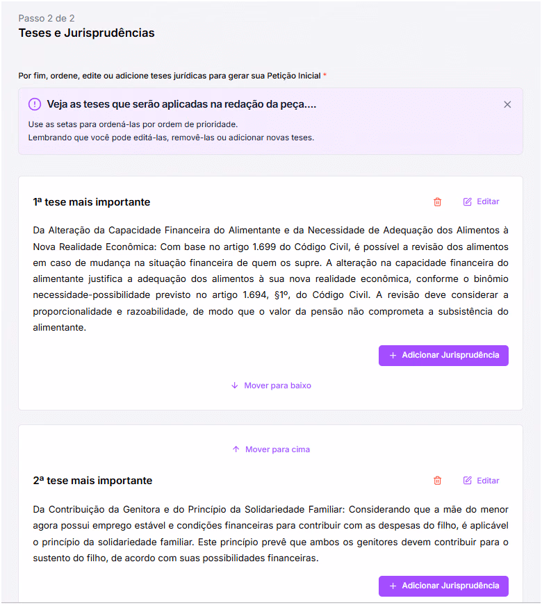 Teses geradas pela Jurídico AI