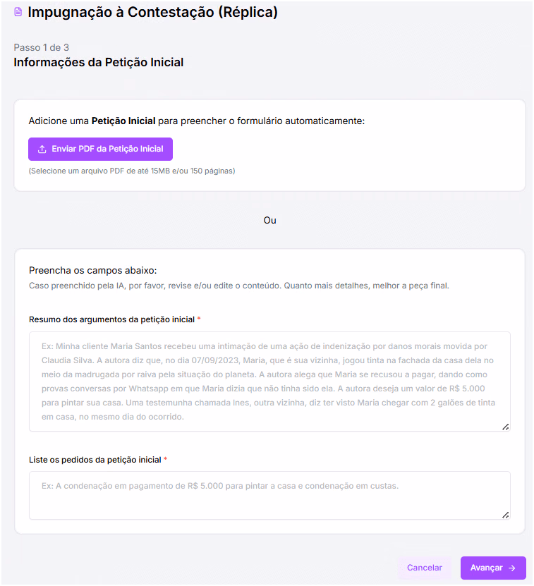Informações da Petição Inicial