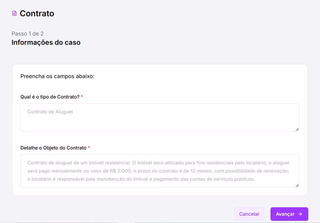 Complete o formulário com as informações necessárias