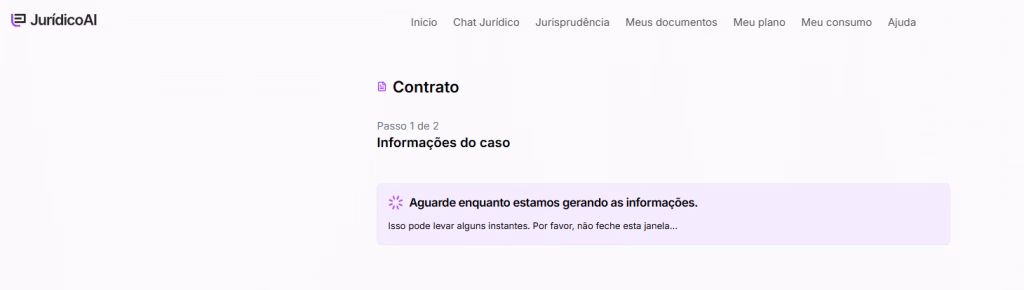 IA gerando o contrato de parceria