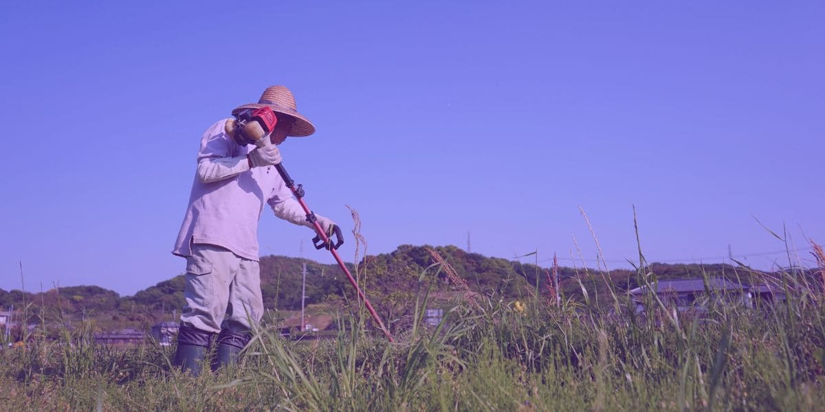 Um homem cuidando do terreno rural que adquiriu por posse em usucapião rural.