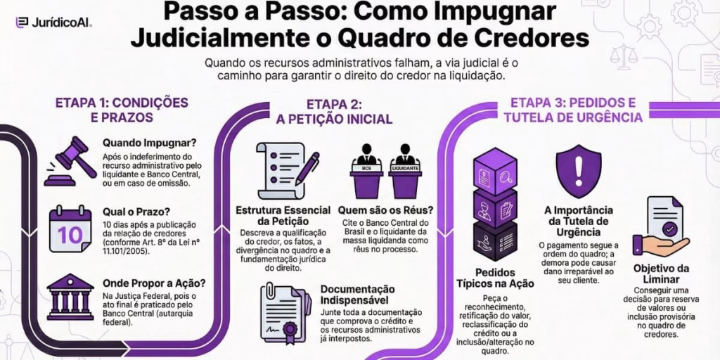 Como impugnar judicialmente o Quadro de Credores.