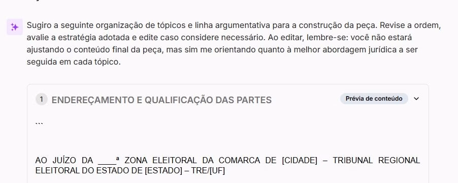 Tela com prévia da Ação de Impugnação de Registro de Candidatura