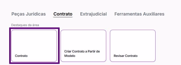 Tela com aba de contrato