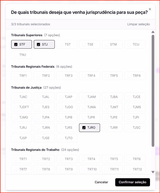 Busca de jurisprudência automática. 