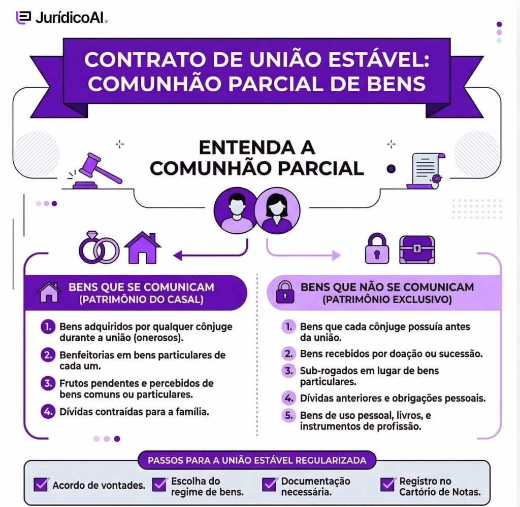 Contrato de União Estável com Comunhão Parcial de Bens: Como fazer e modelo prático
