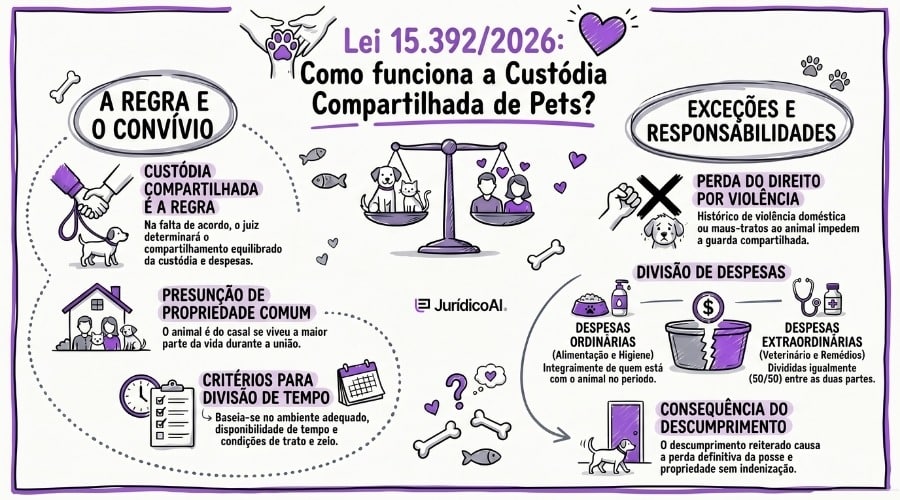 Lei 15.392/2026: Como funcion a Custódia Compartilhada de animais