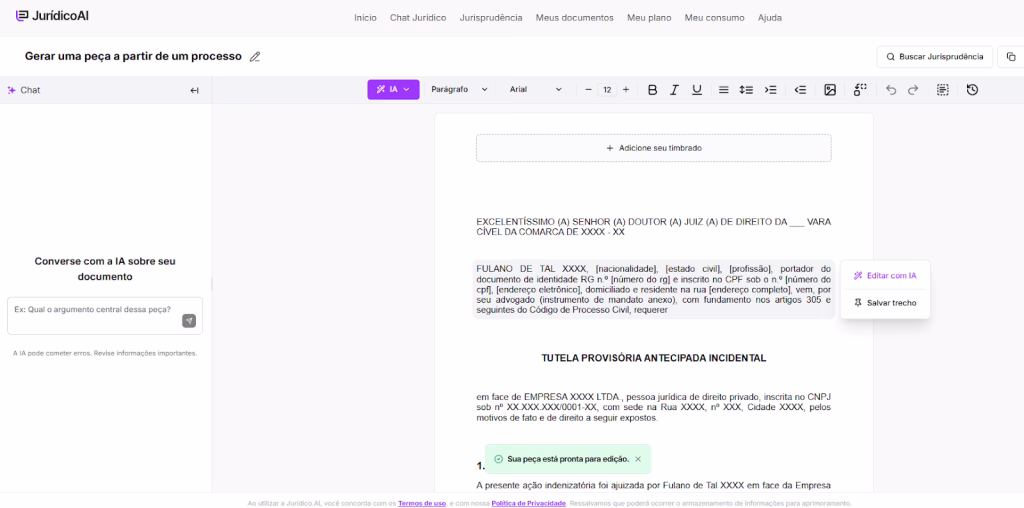 Tutela Provisória Antecipada Incidental finalizada. 