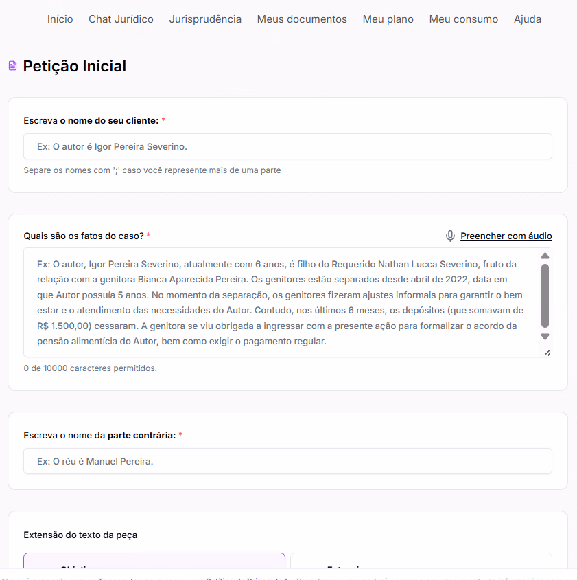 Informações para criar o modelo de Ação de Petição de Herança