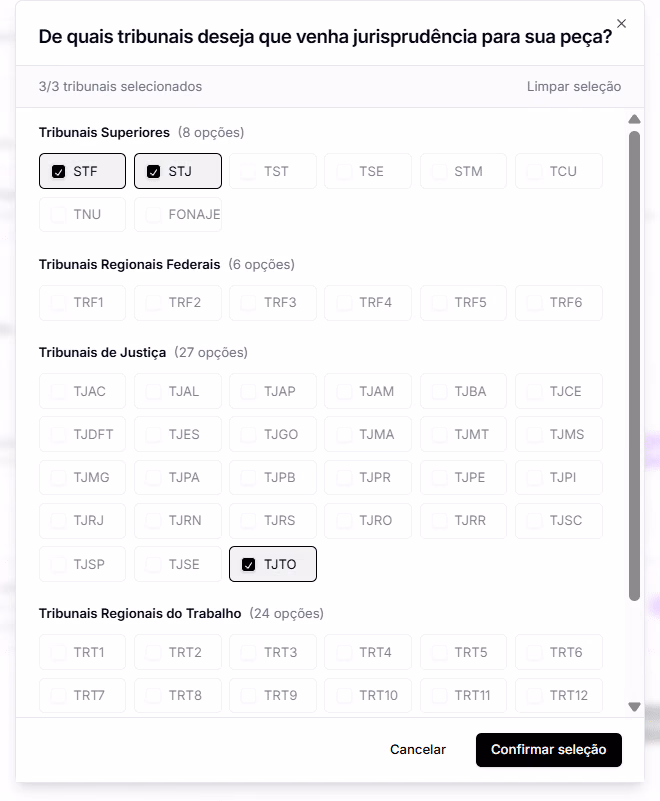 Busca de jurisprudência na Jurídico AI