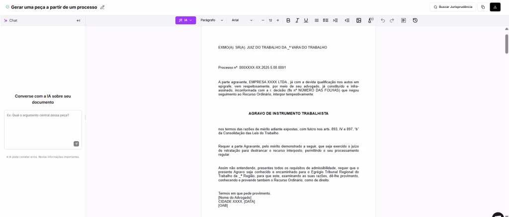 Agravo de Instrumento Trabalhista finalizado. 