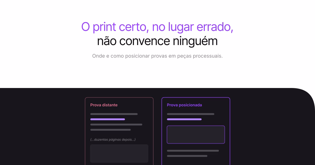 O print certo, no lugar errado, não convence ninguém: Onde e como posicionar provas em peças processuais?